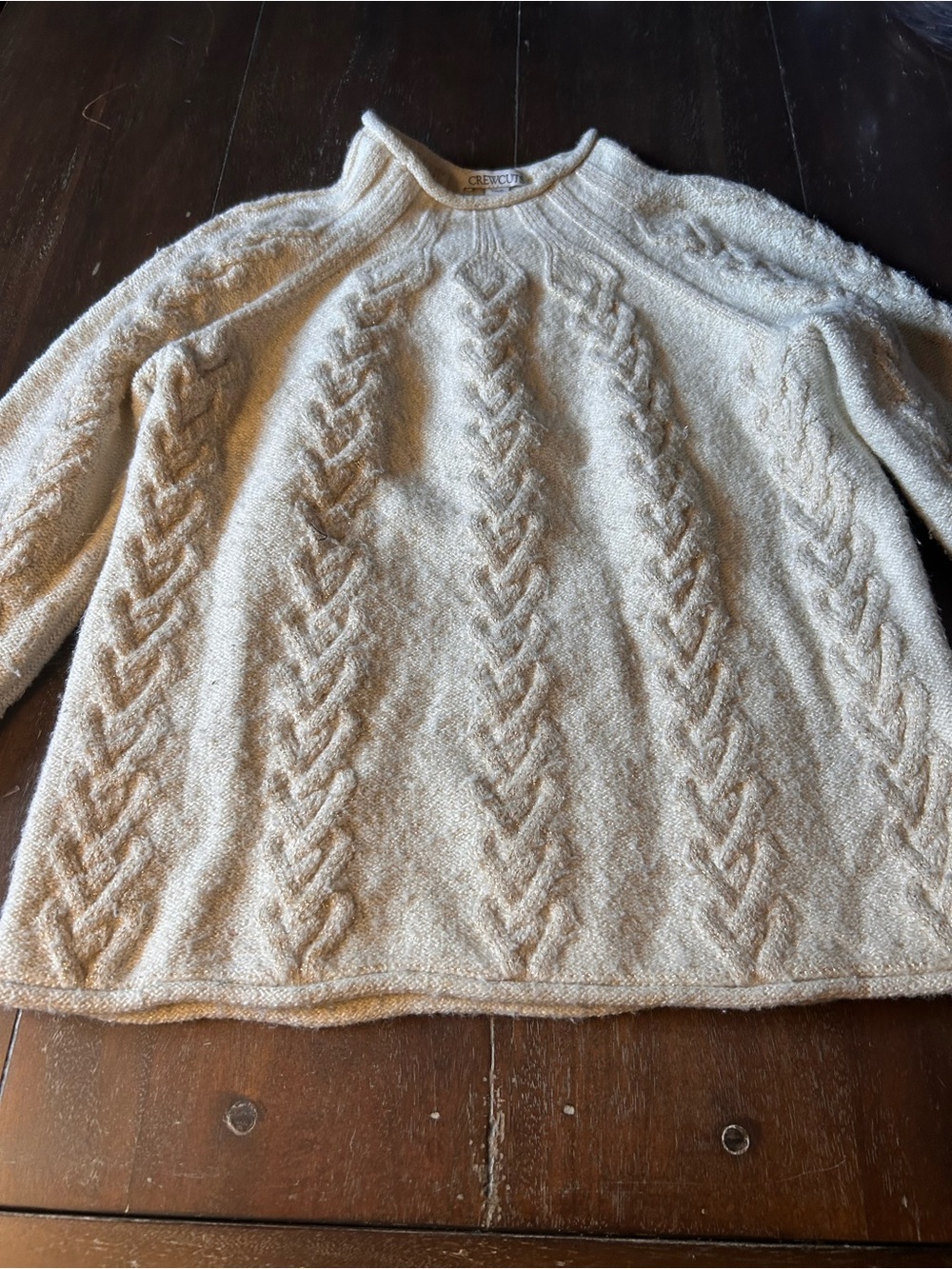 Crewcuts Cream Cable-Pattern Crewneck Sweater